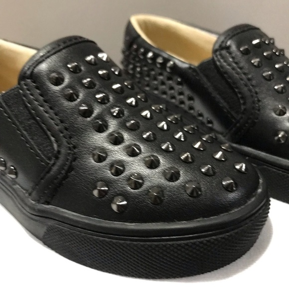 AKID Shoe Kid 8C Black Loafer Stud Rockstar Goth Punk Wedding Preppy Neutral 80s - Picture 4 of 8